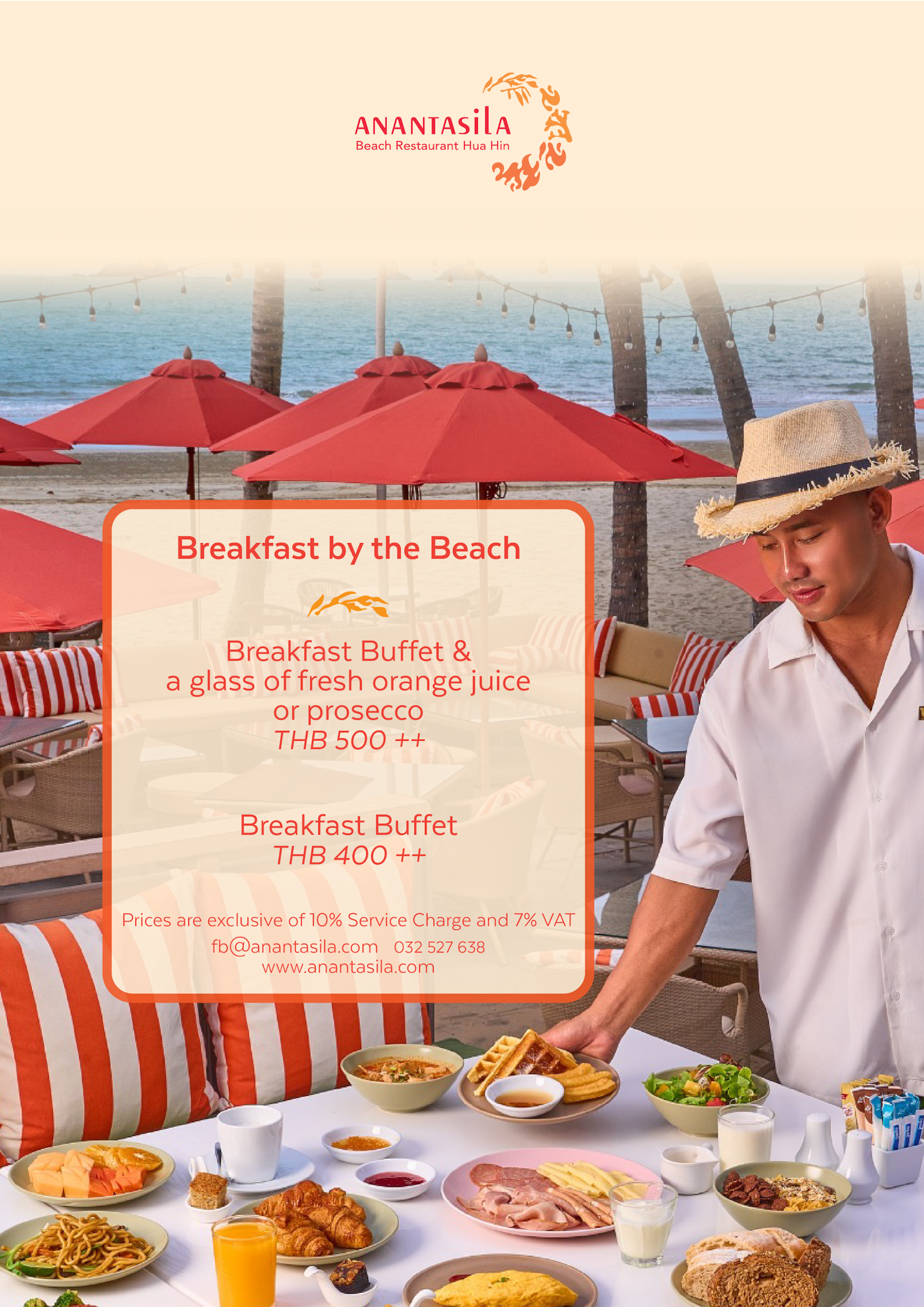 restaurant huahin,seafood huahin,special rate huahin,restaurant khaotakiab,restaurant beach,Huahin Beachfront Hotel and Resort,In the seaside resort of Hua Hin,americanfood huahin,ร้านอาหารริมทะเลหัวหิน,ร้านอาหาร5ดาวติดชายทะเล,ร้านอาหารพร้อมที่พัก,thebeachatanantasila